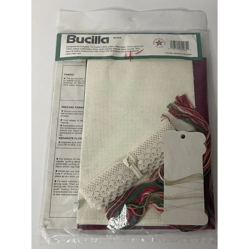 Bucilla Christmas Heirloom Poinsettia Wall Plaque Crewel/Cross Stitch Kit 82464